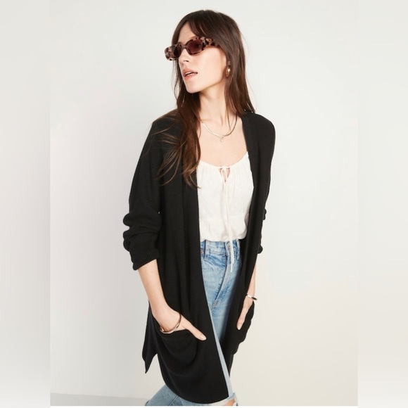 NWT! Chestnut Brown Textured Shaker-Stitch Long-Line Open-Front Sweater - 2X ♠️ - Picture 5 of 9